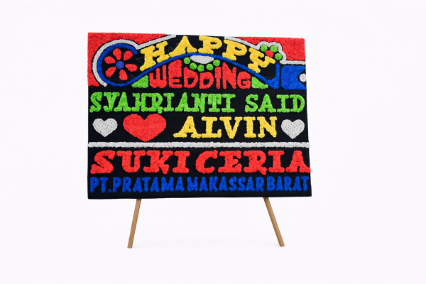 (Custom) Karangan Bunga Happy Wedding